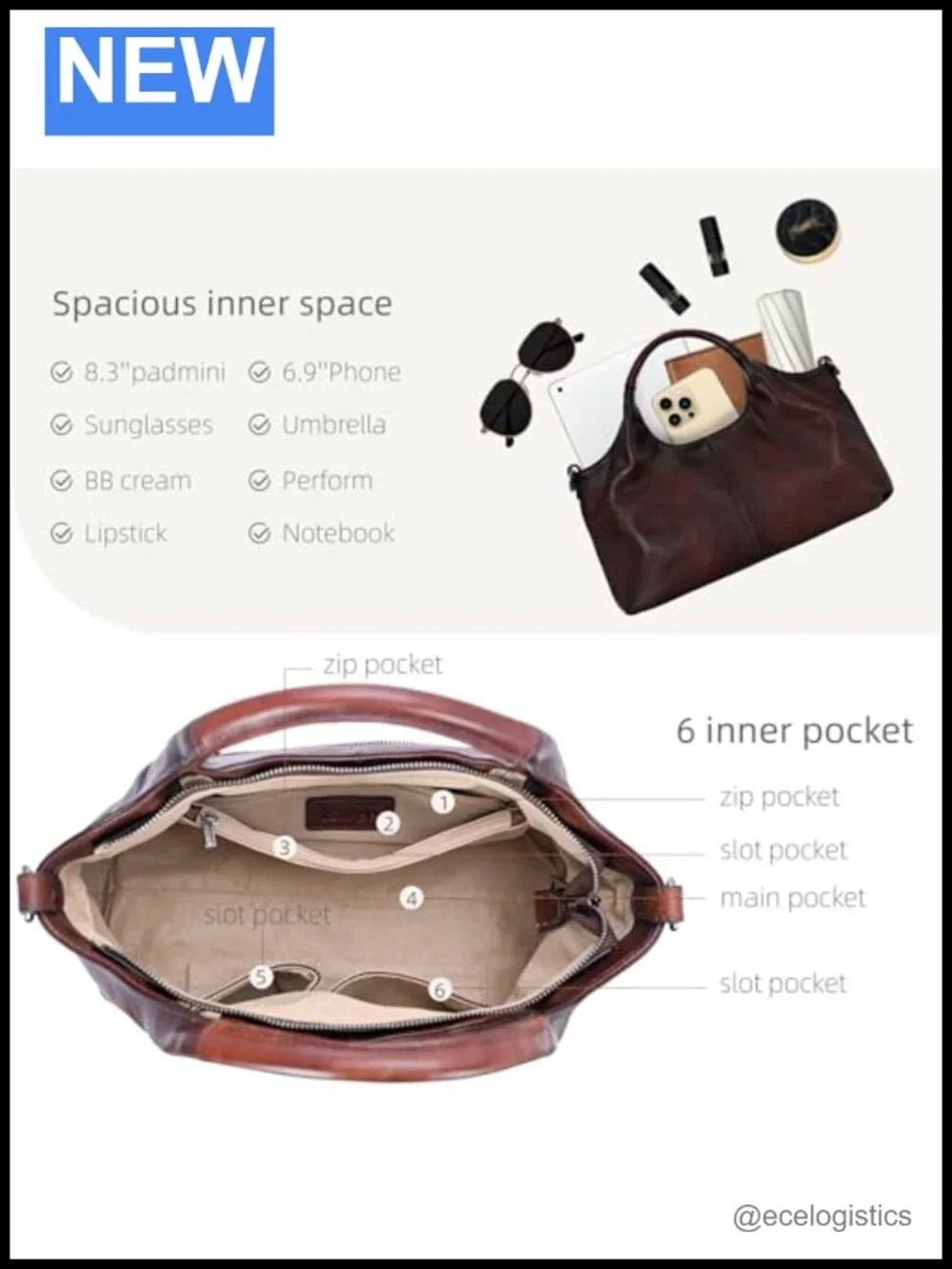 Genuine Leather Satchel Crossbody Handbag with Straps